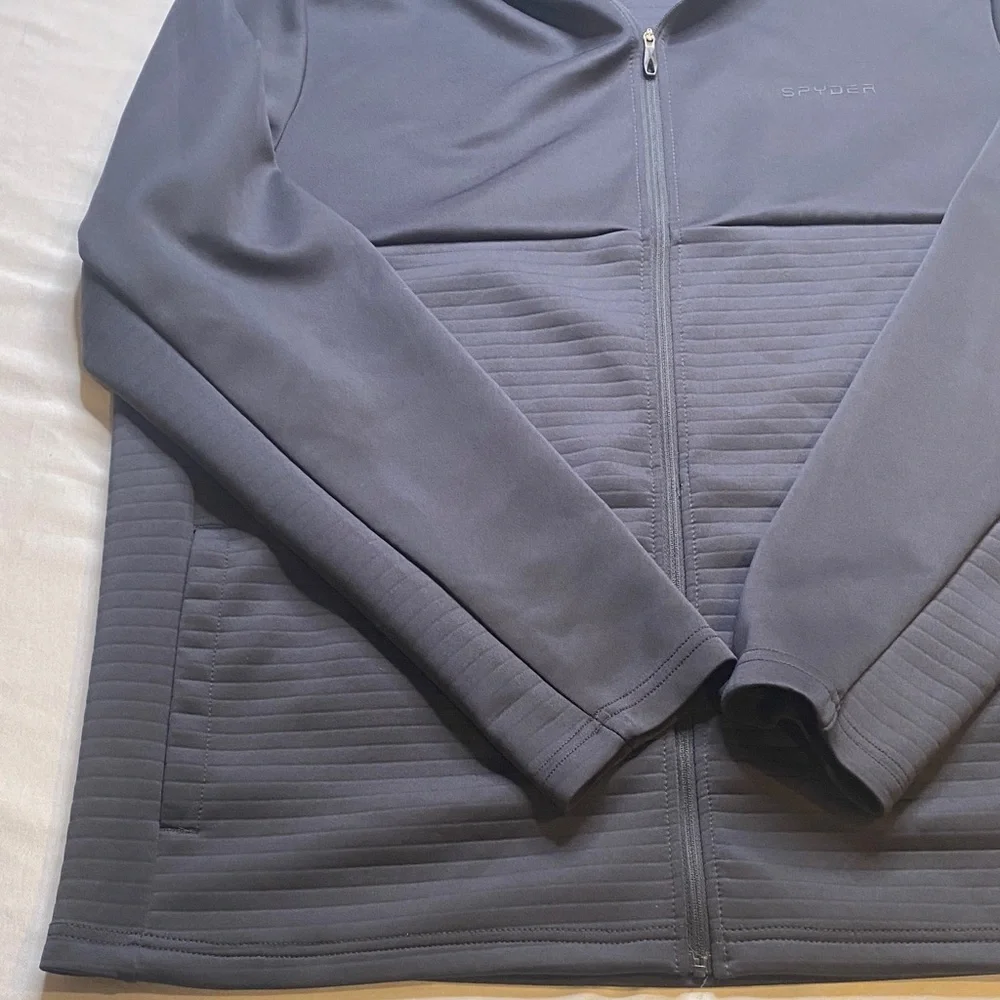 Spyder Active Charcoal Gray‎ Performance Full Zip Hooded Jacket-NWOT